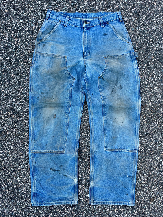 Faded Denim Carhartt Double Knee Pants - 32 x 31
