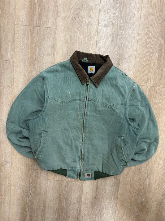 Faded n Distressed Aspen Green Carhartt Santa Fe Jacket - Large