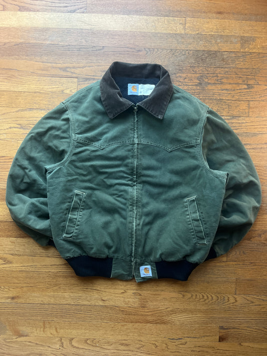 色あせたオリーブグリーンのカーハート サンタフェ ジャケット - L