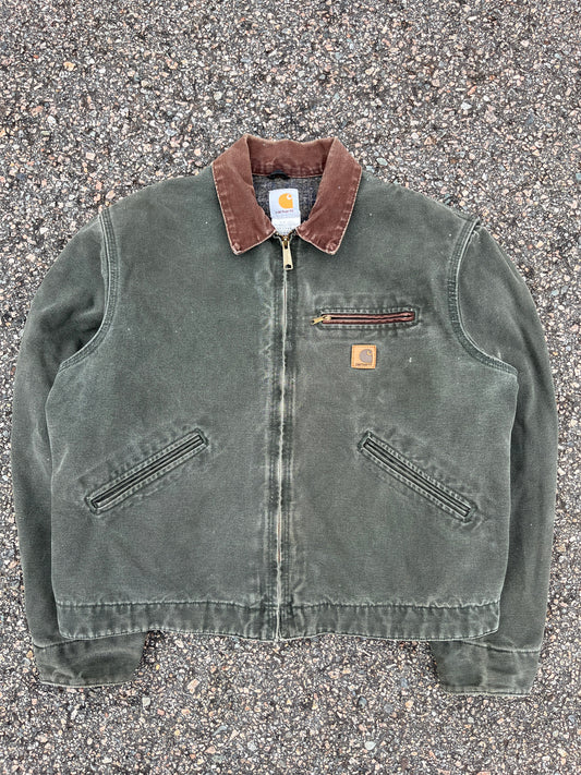 Faded Olive Green Carhartt Detroit Jacket Jacket - Medium
