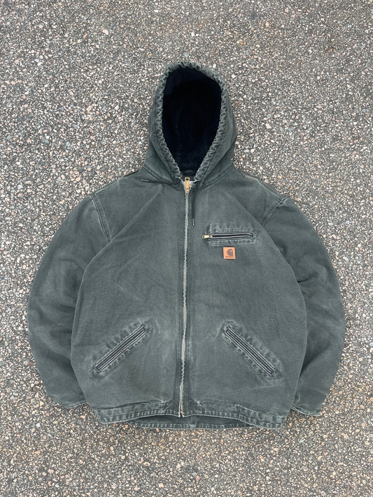 Faded Olive Green Sherpa Lined Carhartt Jacket - Boxy Large