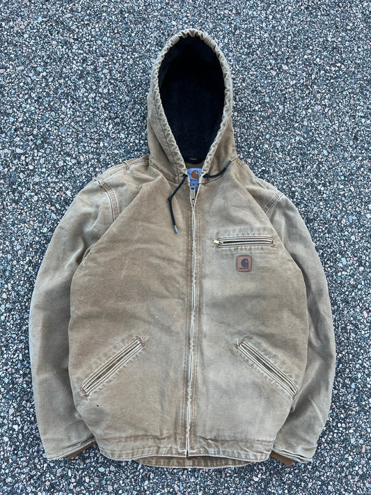 Faded Brown Carhartt Sherpa Lined Jacket - Medium