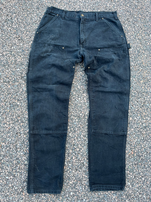 Faded Black Carhartt Double Knee Pants - 36 x 32