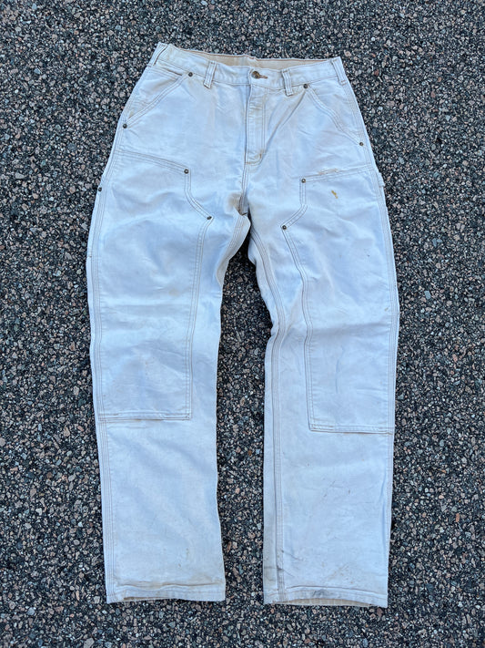 Faded Cream Carhartt Double Knee Pants - 30 x 31