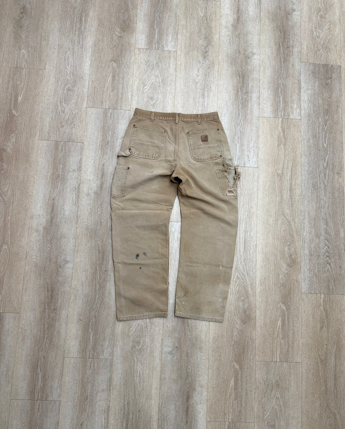 Faded Brown Carhartt Double Knee Pants - 33 x 30