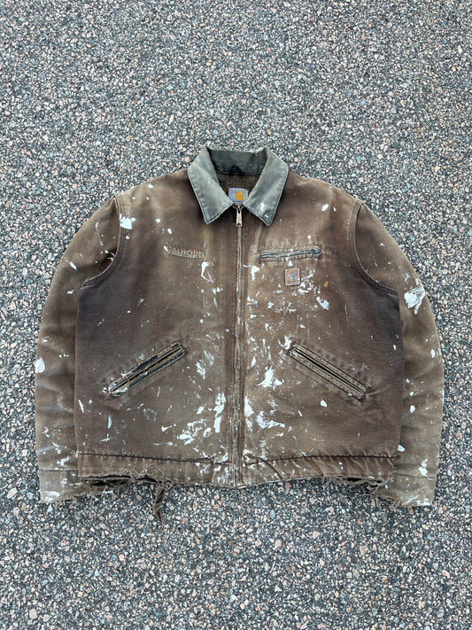 Faded n Painted Brown Carhartt Detroit Jacket - Large