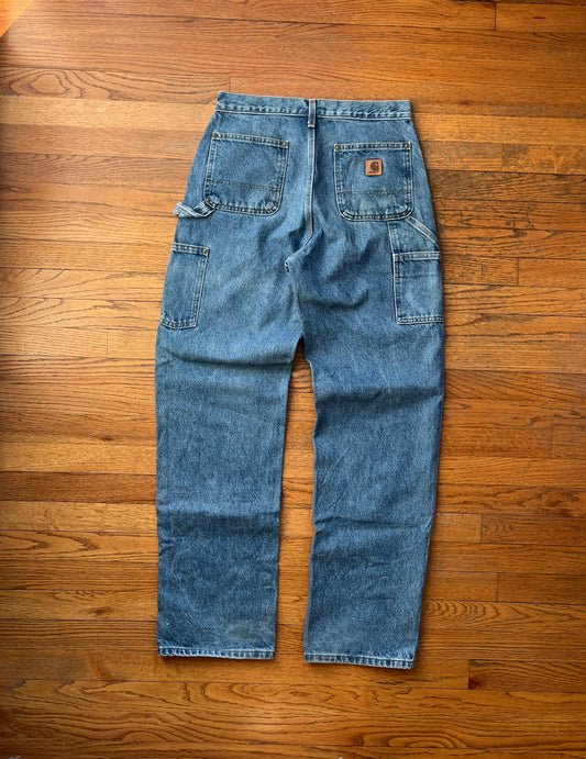 Faded Denim Carhartt Double Knee Pants - 30 x 33
