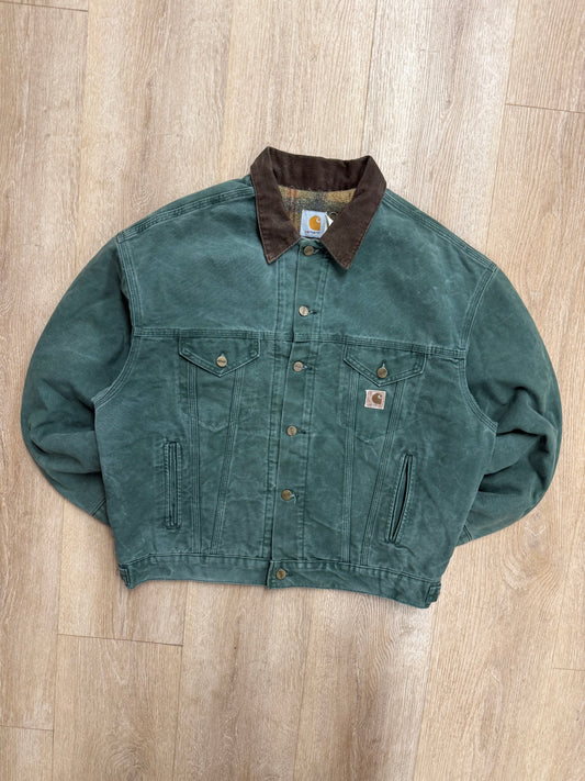 Faded Aspen Green Carhartt Trucker Jacket - Large