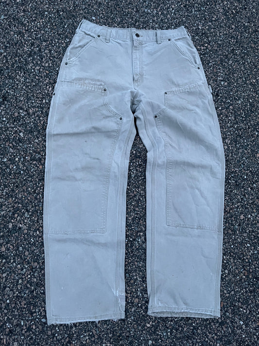 Faded Beige Carhartt Double Knee Pants - 33 x 31