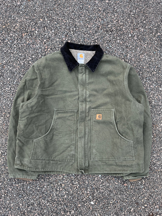 Faded Olive Green Carhartt Sherpa Lined Arctic Jacket - 2XL