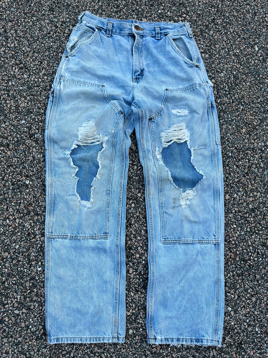 Faded n Distressed Denim Carhartt Double Knee Pants - 32 x 32
