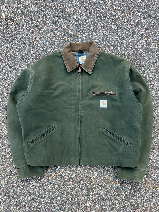 色あせたオリーブグリーンのカーハート デトロイト ジャケット - ボックス ML