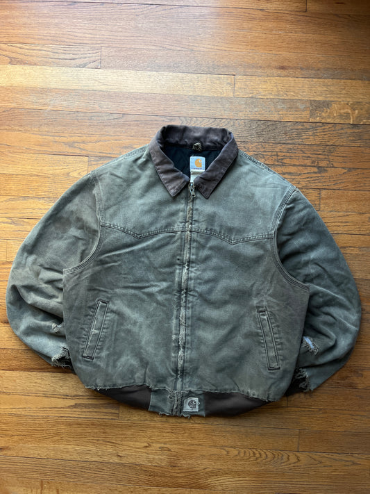 Faded n Distressed Chestnut Brown Carhartt Santa Fe Jacket - Large