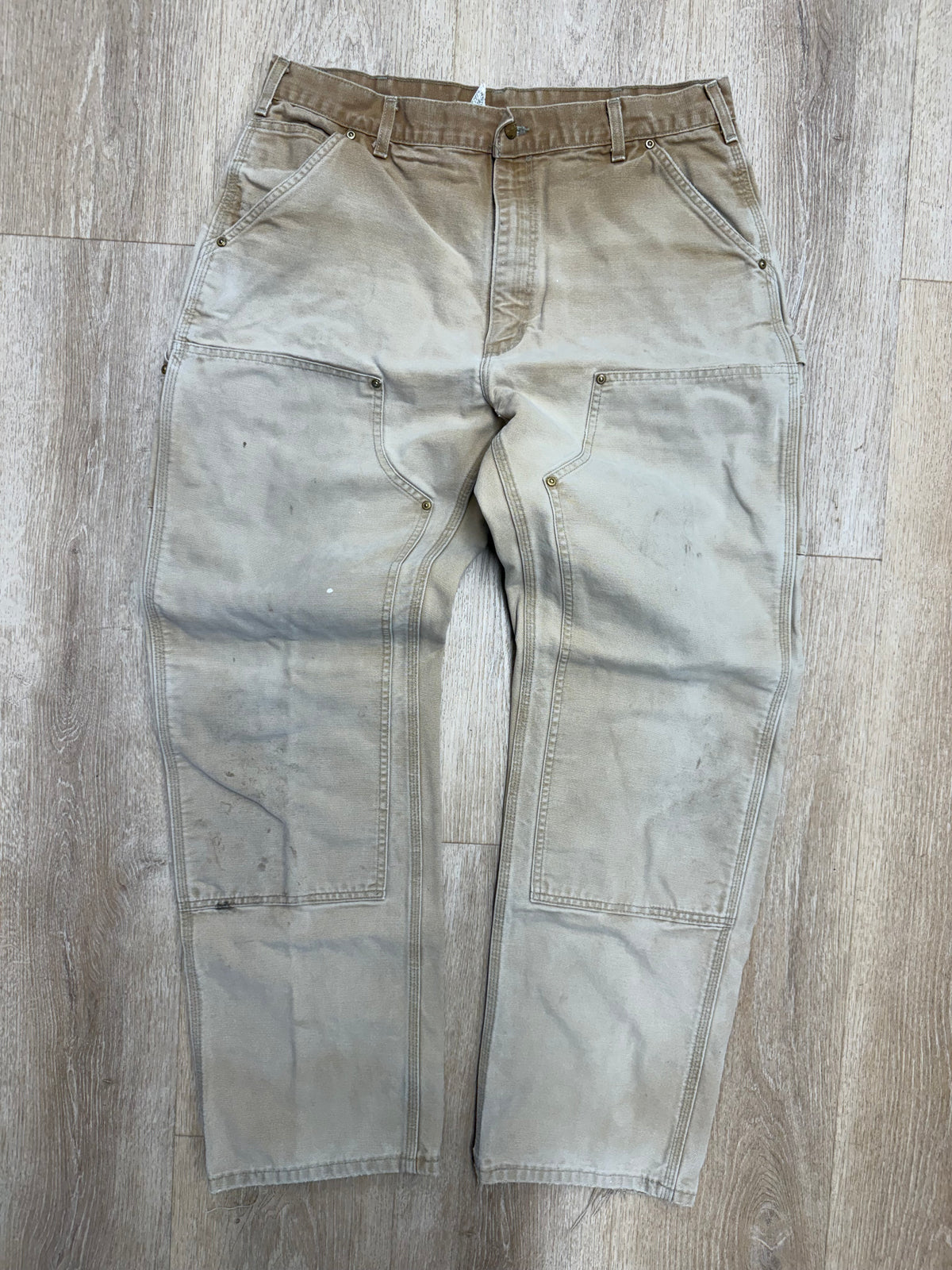 Faded Brown Carhartt Double Knee Pants - 34 x 32