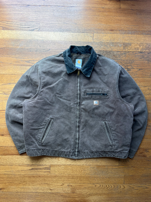 色あせた栗色のカーハート デトロイト ジャケット - ボックス XL-2XL