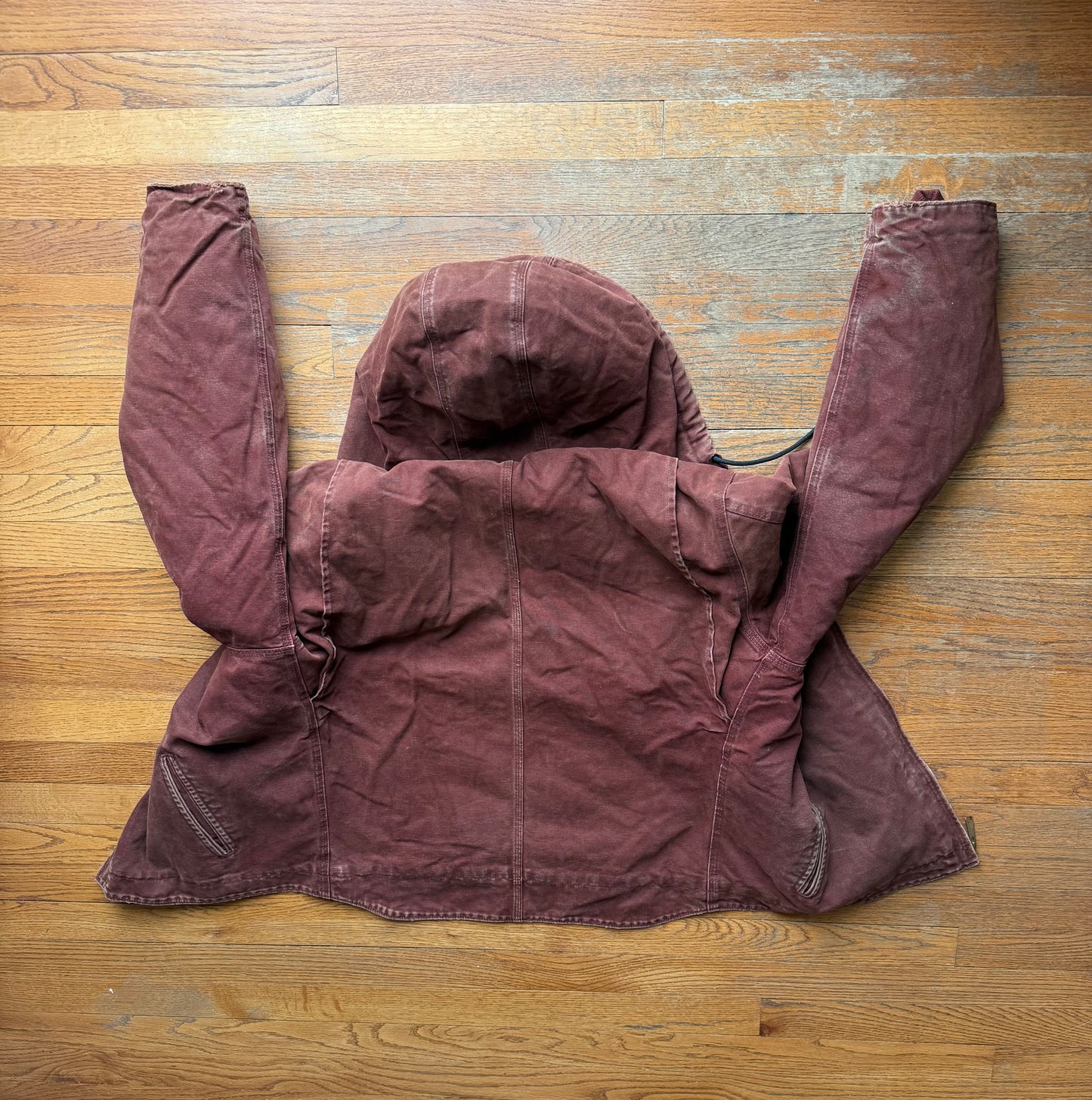 Faded Clay Red Sherpa Lined Carhartt Jacket - Large