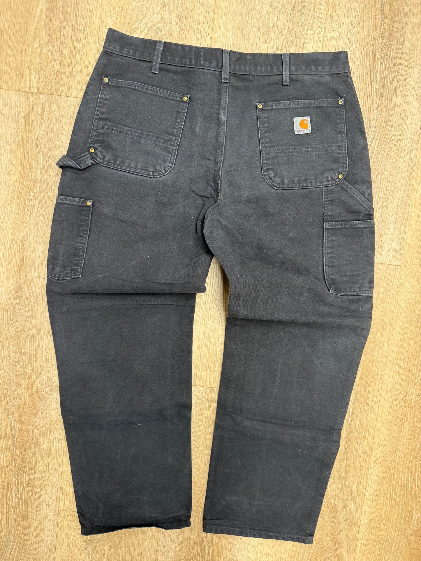 Faded Black Carhartt Double Knee Pants - 37 x 30