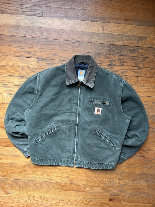 Faded Olive Green Carhartt Detroit Jacket - Large