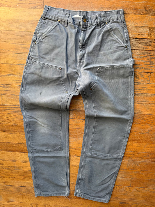 Faded Grey Carhartt Double Knee Pants - 32 x 32