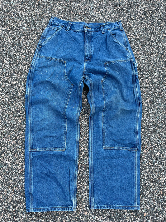 Dark Wash Denim Carhartt Double Knee Pants - 32 x 30