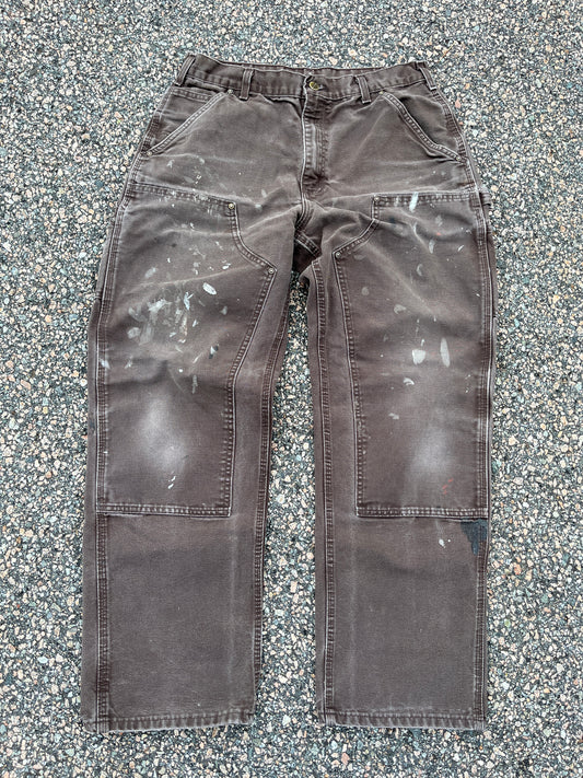 Faded n Painted Brown Carhartt Double Knee Pants - 32 x 30