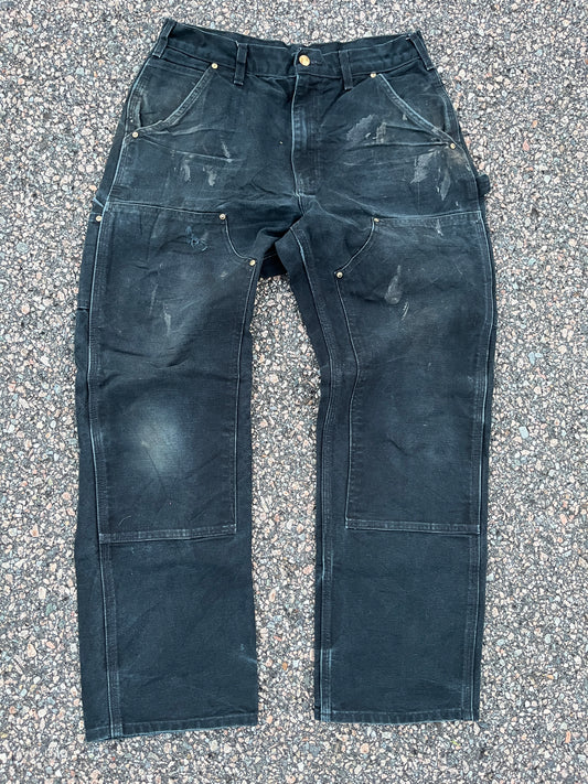 Faded Black Carhartt Double Knee Pants - 31 x 30.5