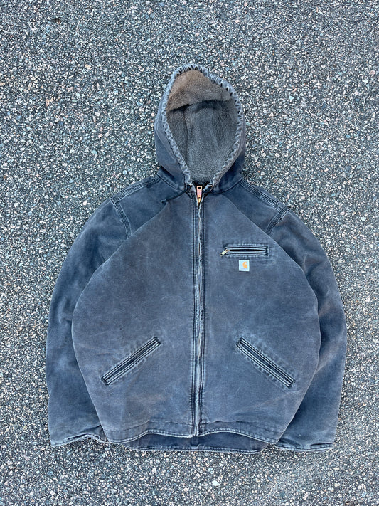 Faded Black Carhartt Sherpa Lined Jacket - Large