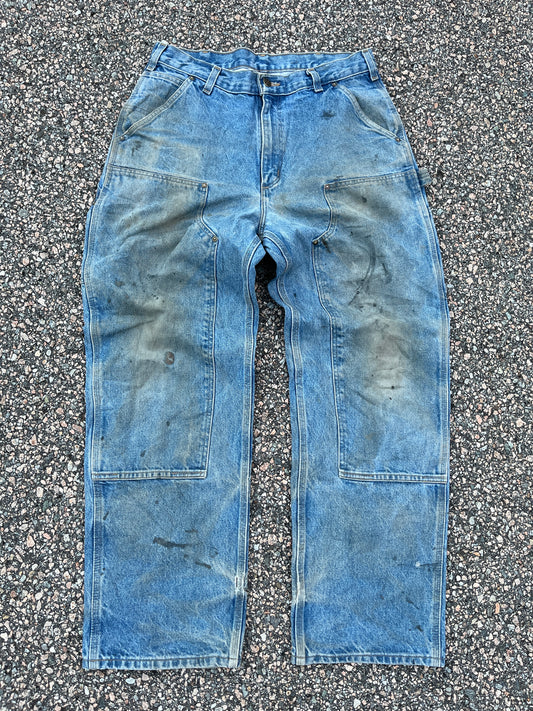 Faded Denim Carhartt Double Knee Pants - 33 x 30.5