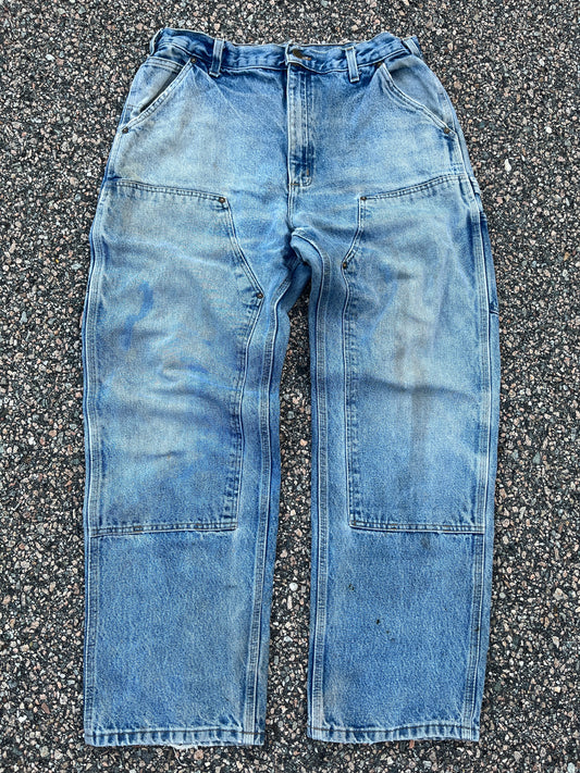 Faded Denim Carhartt Double Knee Pants - 34 x 30.5