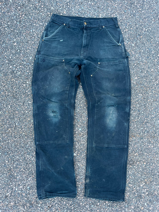Faded Black Carhartt Double Knee Pants - 32 x 33