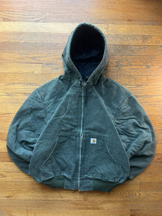 色あせたオリーブグリーンのカーハート アクティブ ジャケット - ML にフィット