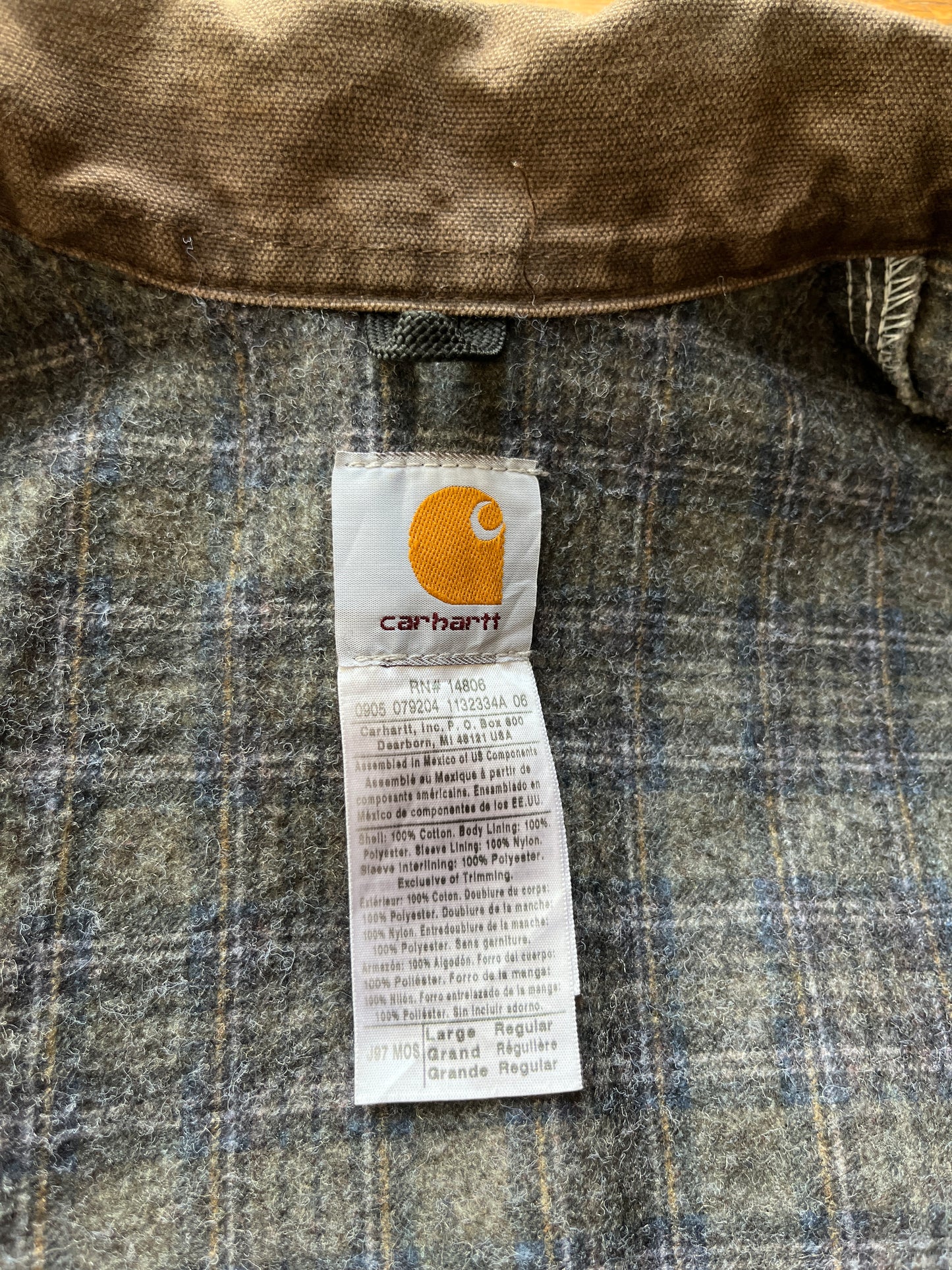 褪色橄榄绿色 Carhartt 底特律夹克 - 宽松中号