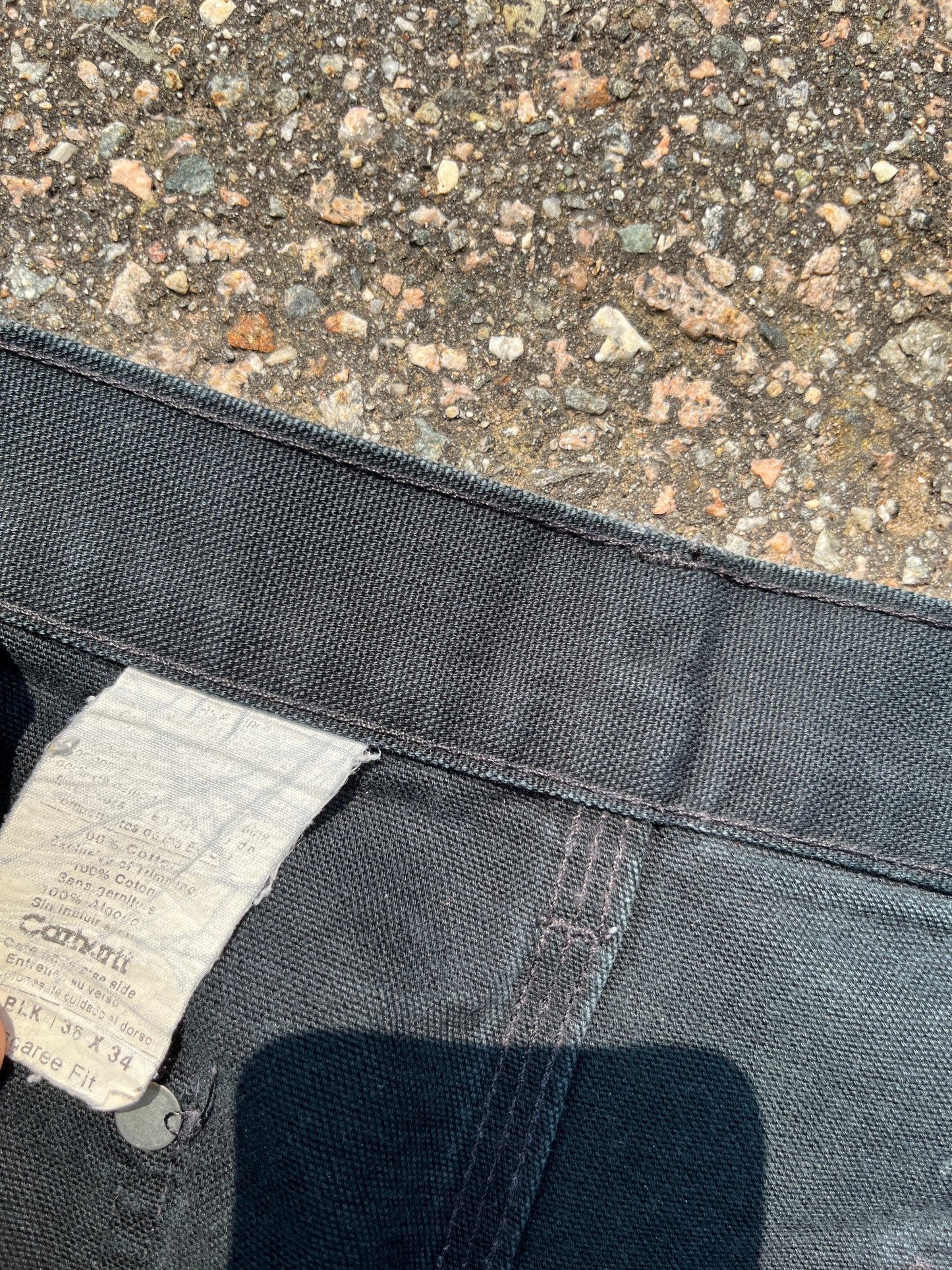Faded Black Carhartt Double Knee Pants - 34 x 31