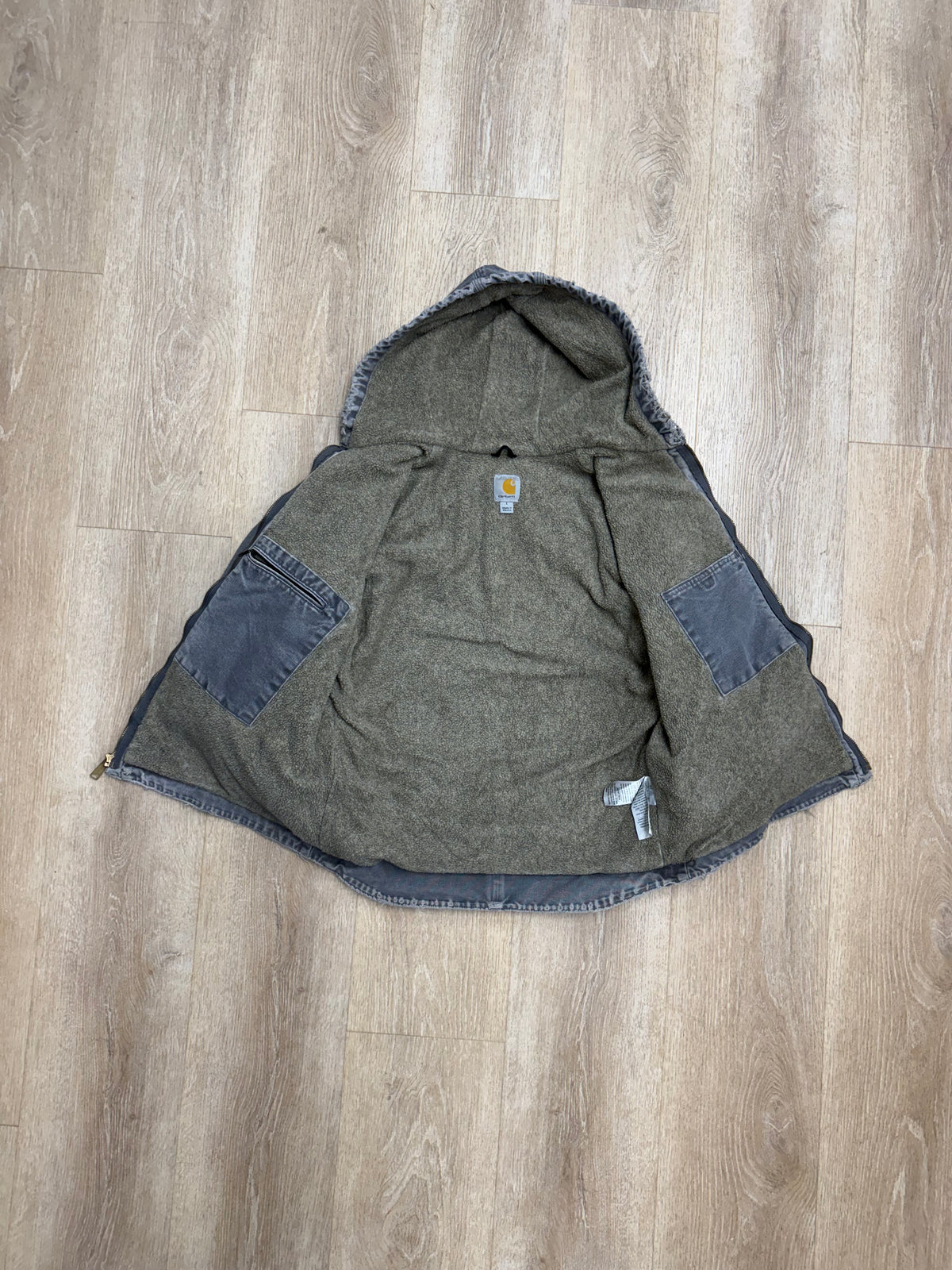 Faded Gravel Grey Carhartt Sherpa Lined Jacket - Medium