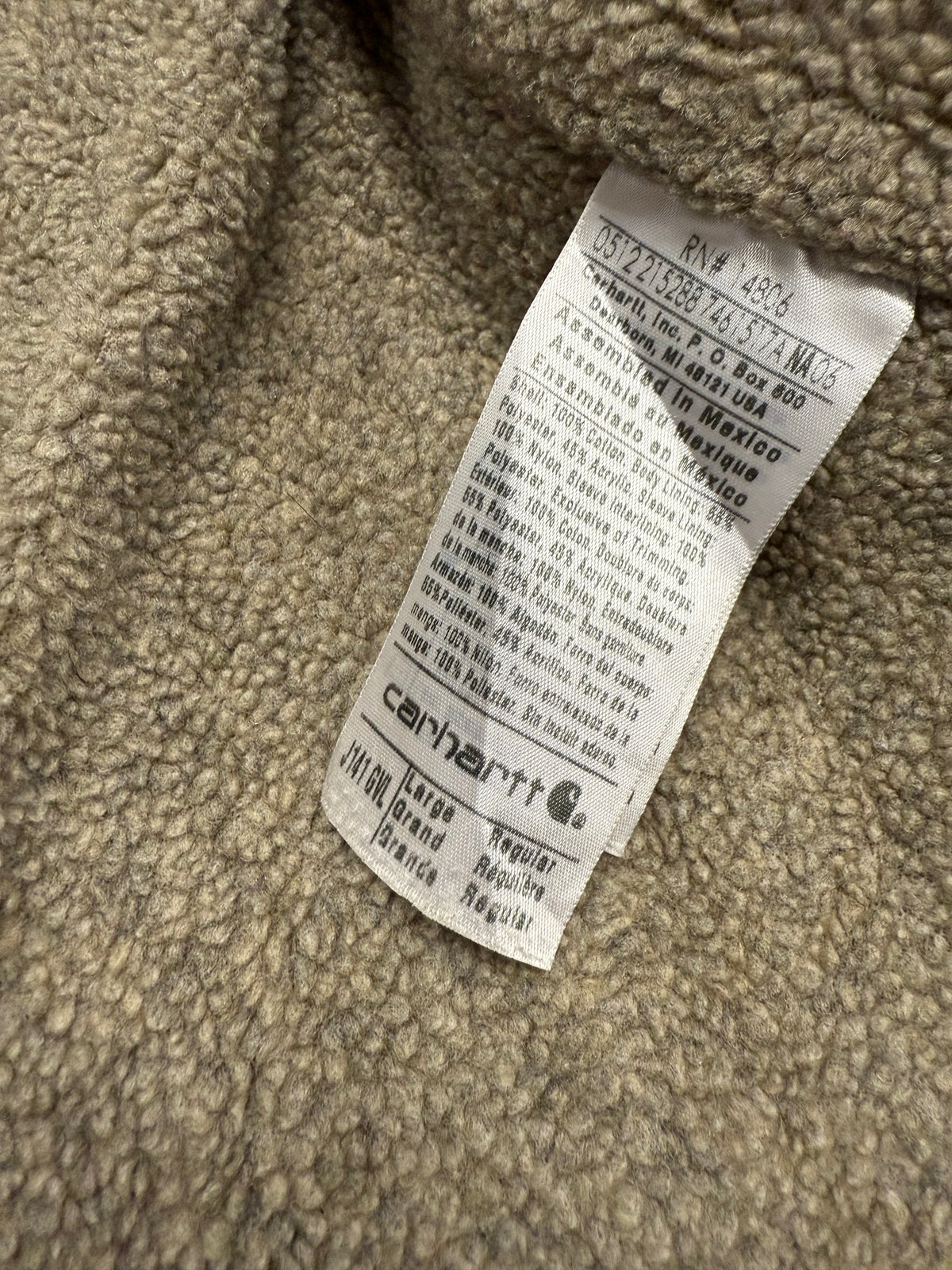 Faded Gravel Grey Carhartt Sherpa Lined Jacket - Medium