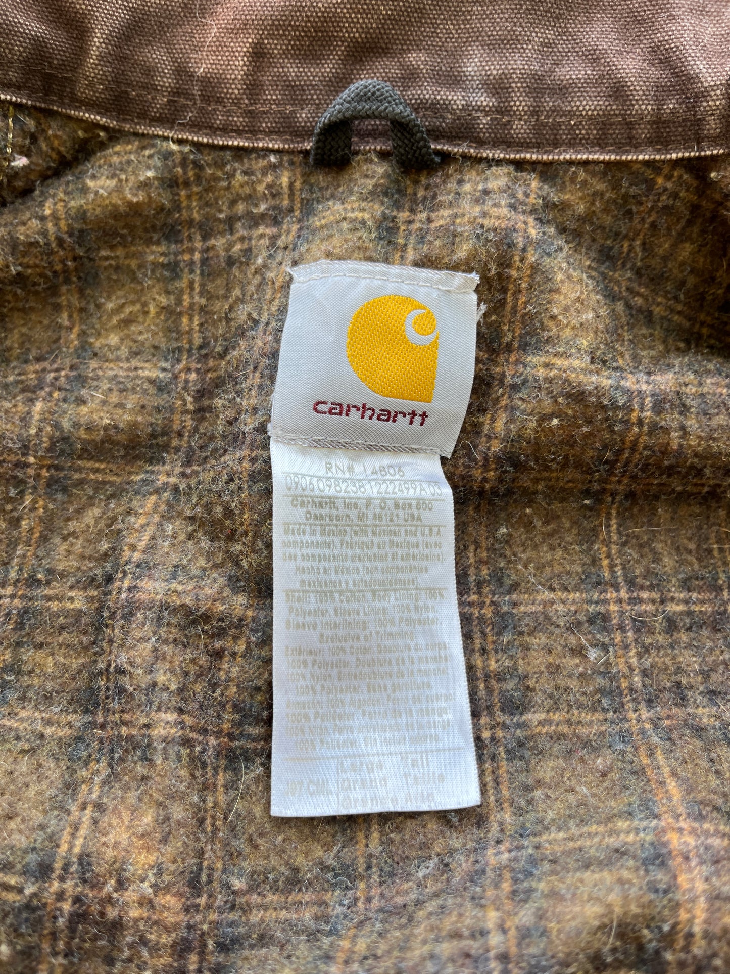 色あせたブラウンのカーハート デトロイト ジャケット - L