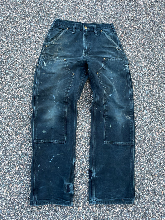 色あせたブラック カーハート ダブルニーパンツ - 28 x 30