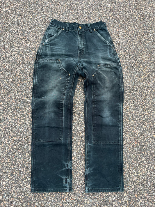 色あせたブラック カーハート ダブルニーパンツ - 30 x 31