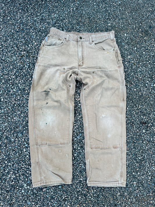 Faded Brown Carhartt Double Knee Pants - 34 x 29