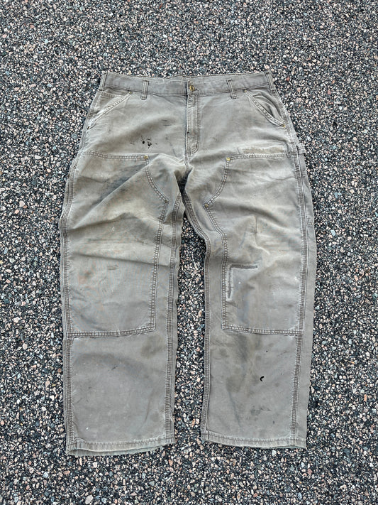 Faded Brown Carhartt Double Knee Pants - 38 x 29