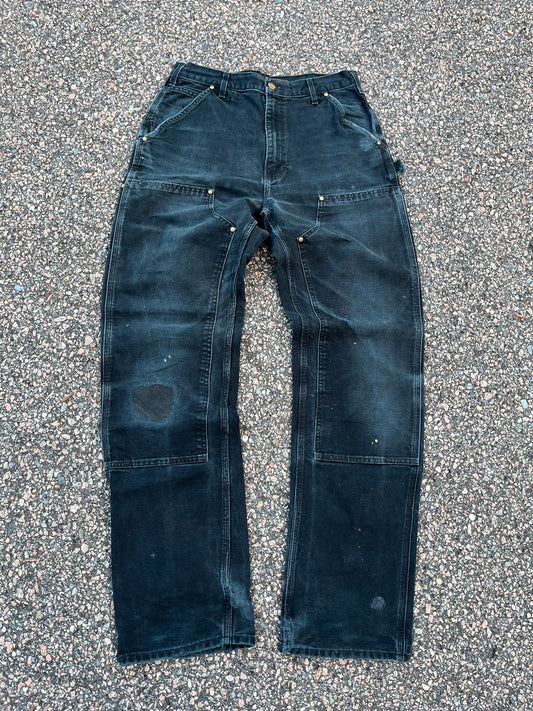 Faded Black Carhartt Double Knee Pants - 31 x 34