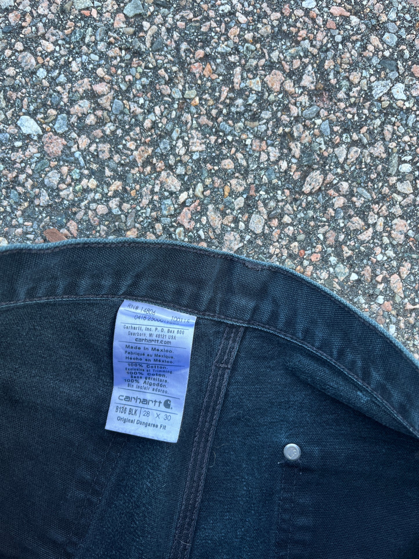 Faded Black Carhartt Double Knee Pants - 28 x 30