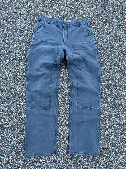 Faded Cement Grey Carhartt Double Knee Pants - 36 x 34