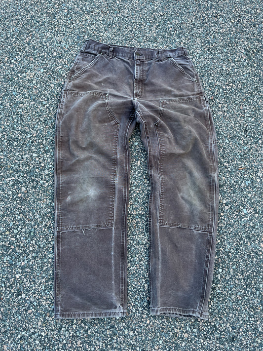 Faded Brown Carhartt Double Knee Pants - 34 x 32
