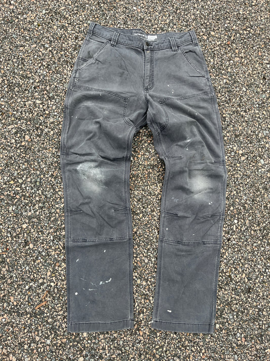 色あせたセメントグレーのカーハート ダブルニーパンツ - 32 x 32