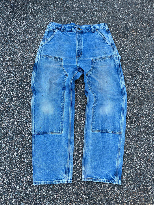 Faded Denim Carhartt Double Knee Pants - 34 x 31