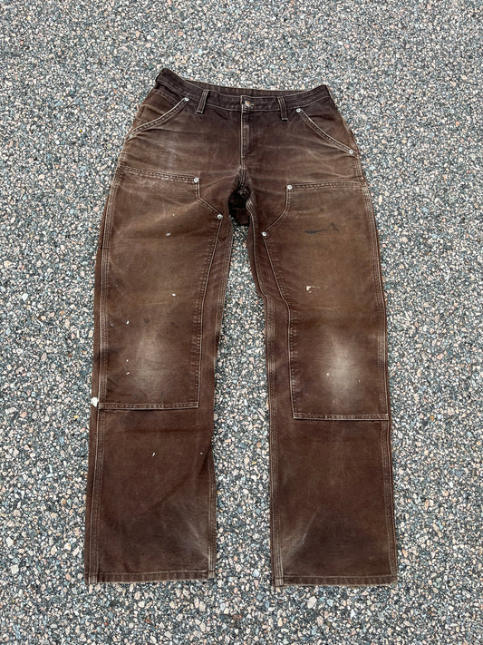 色あせたブラウンのカーハート ダブルニーパンツ - 30 x 32