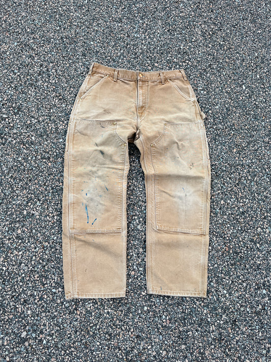 Faded Tan Carhartt Double Knee Pants - 33 x 28