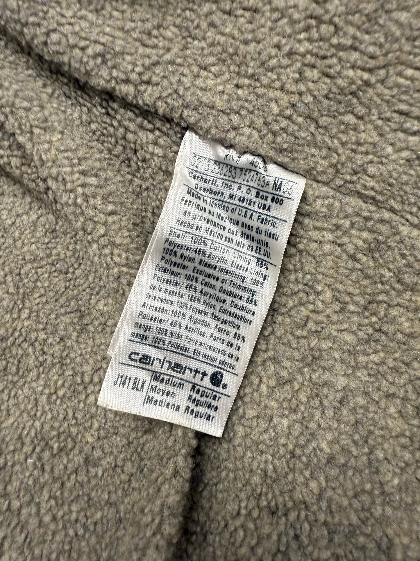Faded Black Sherpa Lined Carhartt Jacket - Medium