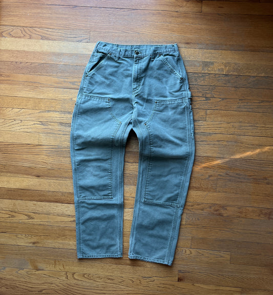 Faded Olive Green Carhartt Double Knee Pants - 31 x 32